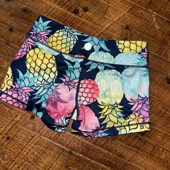 IAB MFA multicolored pineapple athletic no ride S workout booty shorts - Picture 3 of 4